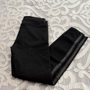 Black Skinny Jeans with Silver Side Stripes